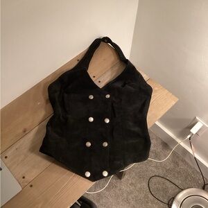 Harley-Davidson Black Leather Halter Top